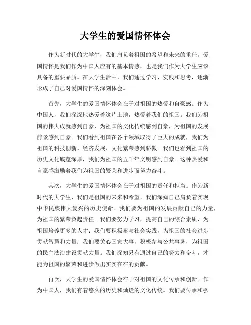 大学生的爱国情怀体会