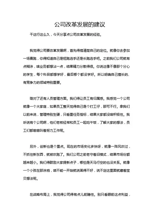 公司改革发展的建议