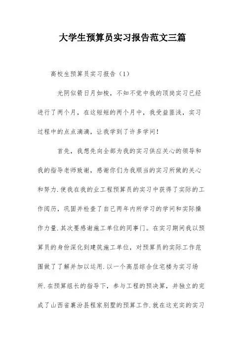 大学生预算员实习报告范文三篇