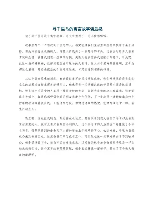寻千里马的寓言故事读后感