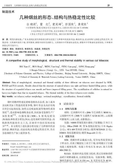几种烟丝的形态_结构与热稳定性比较_白晓莉