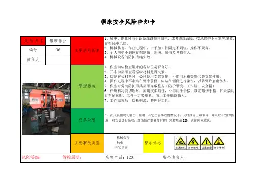 10.锯床安全风险告知卡