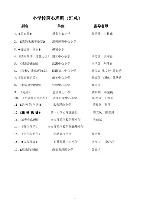 校园心理剧(汇总)