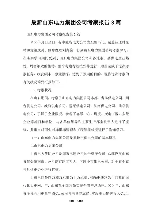 最新山东电力集团公司考察报告3篇