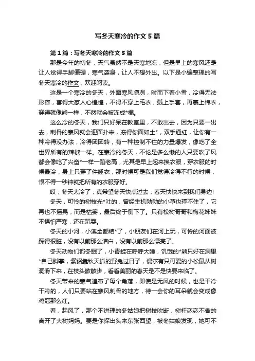 写冬天寒冷的作文5篇