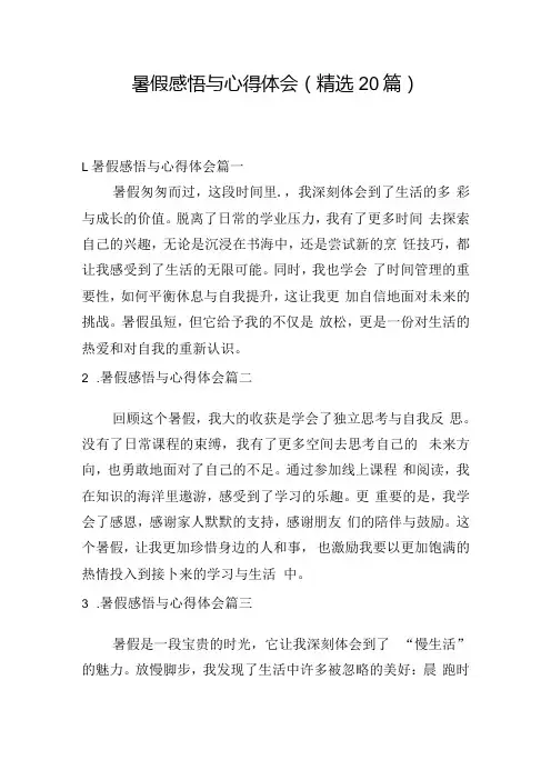 暑假感悟与心得体会(精选20篇).docx