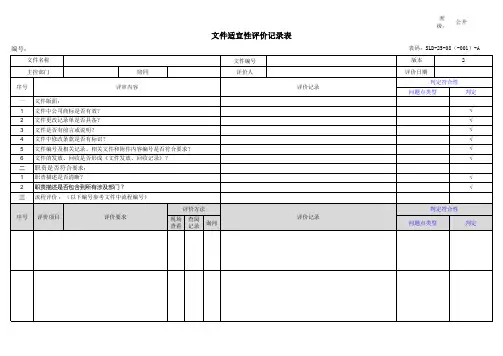 文件适宜性评价表 - 201806