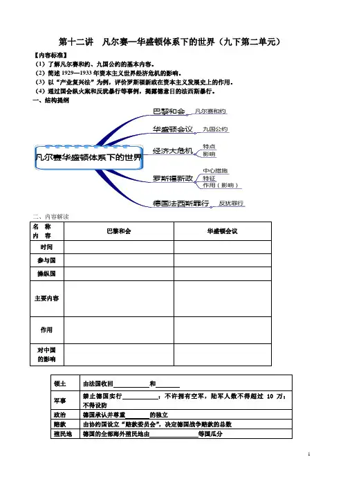 凡尔赛—华盛顿体系下的世界结构示意图