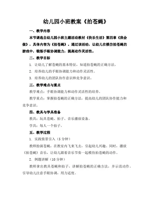 幼儿园小班教案《拍苍蝇》