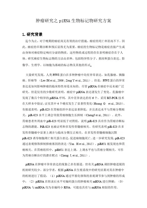 肿瘤研究之piRNA生物标记物研究方案