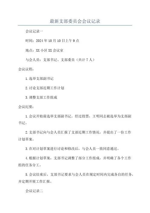最新支部委员会会议记录