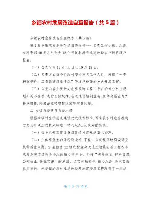 乡镇农村危房改造自查报告(共5篇)