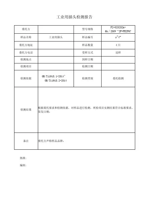 工业用插头检测报告