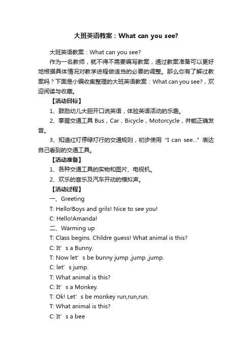 大班英语教案：Whatcanyousee？
