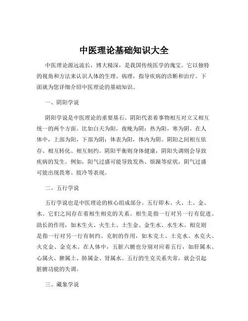 中医理论基础知识大全