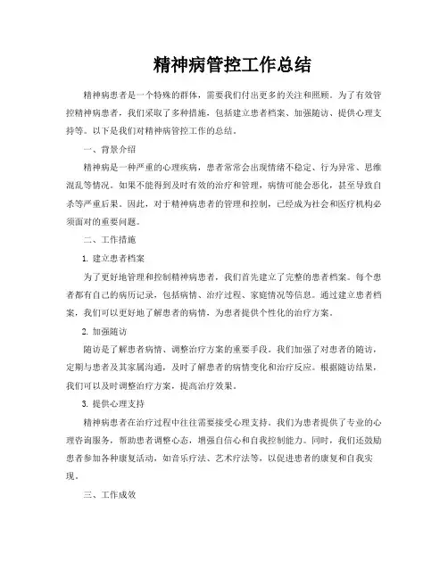 精神病管控工作总结