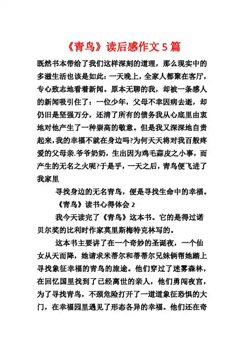 《青鸟》读后感作文5篇