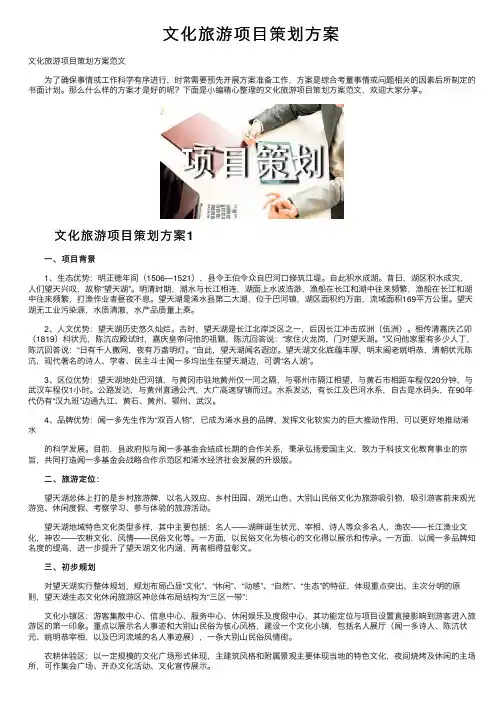 文化旅游项目策划方案