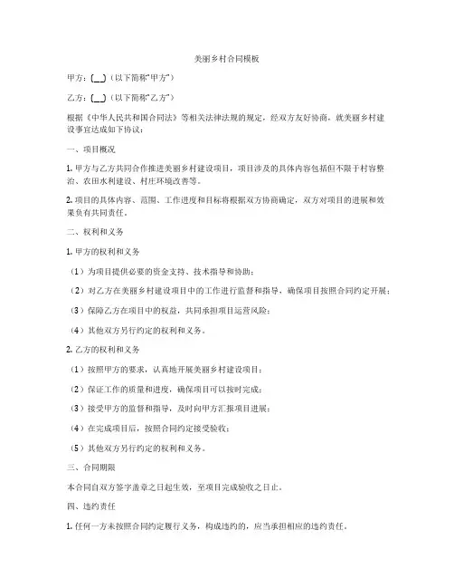 美丽乡村合同模板