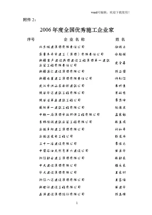 2019年度全国优秀施工企业家