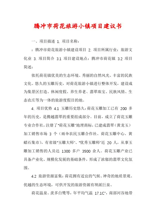 腾冲市荷花旅游小镇项目建议书
