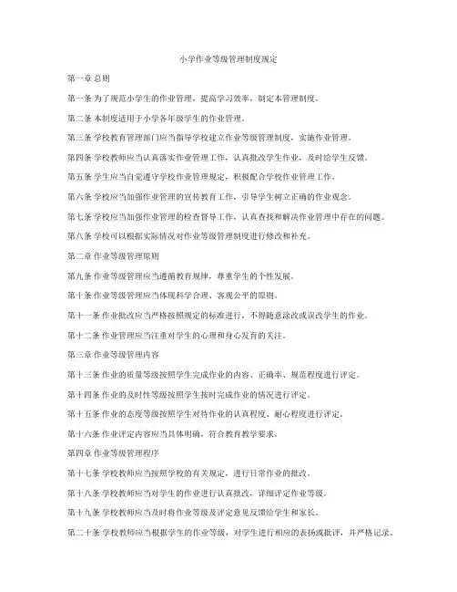 小学作业等级管理制度规定