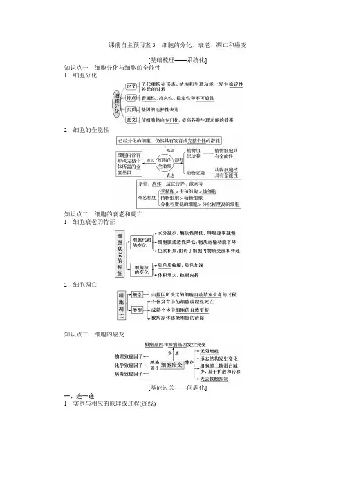 高中生物复习(预习讲义)：细胞的分化、衰老、凋亡和癌变