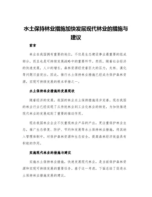 水土保持林业措施加快发展现代林业的措施与建议