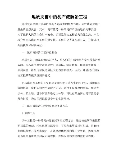 地质灾害中的泥石流防治工程
