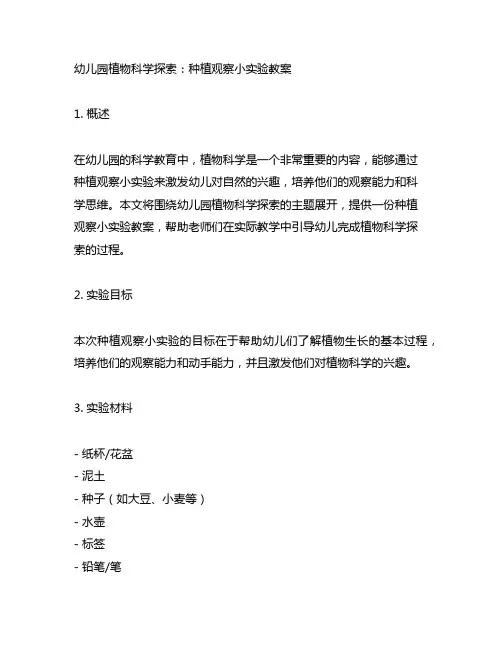 幼儿园植物科学探索：种植观察小实验教案