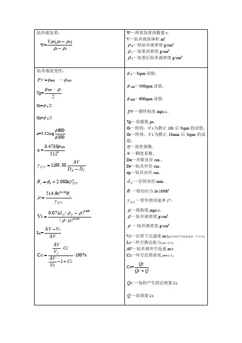 常用计算公式