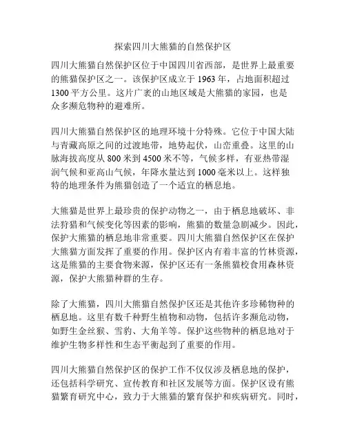 探索四川大熊猫的自然保护区