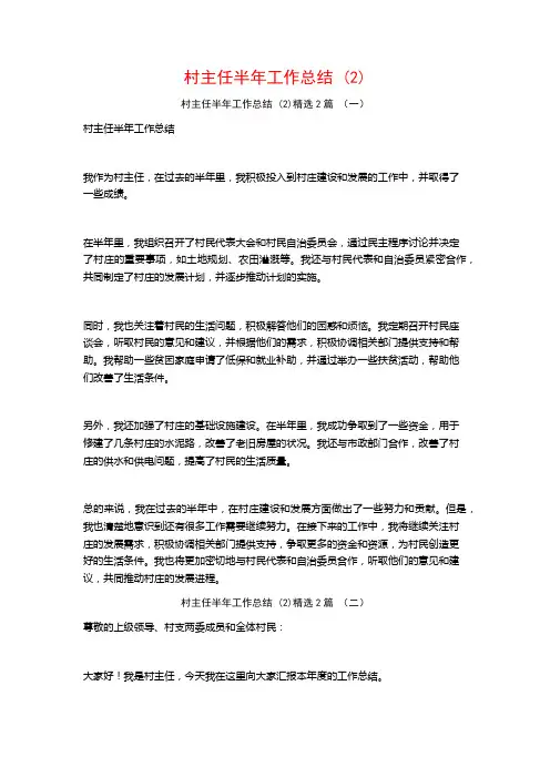 村主任半年工作总结2篇2