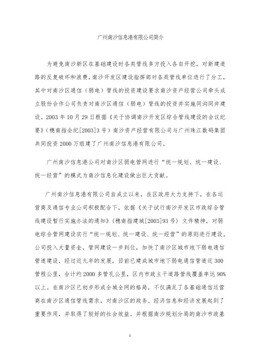 广州南沙信息港有限公司简介