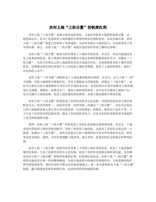 农村土地“三权分置”的制度红利