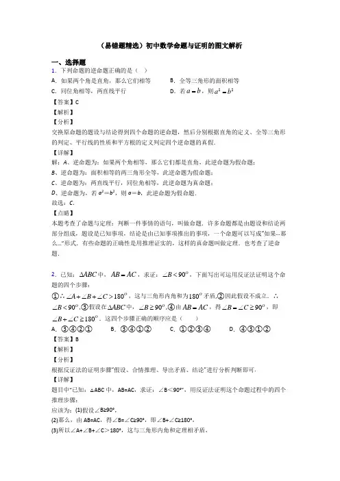 (易错题精选)初中数学命题与证明的图文解析