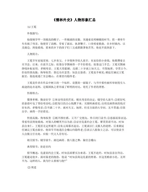 《儒林外史》人物形象汇总
