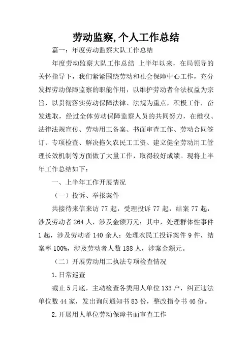 劳动监察,个人工作总结