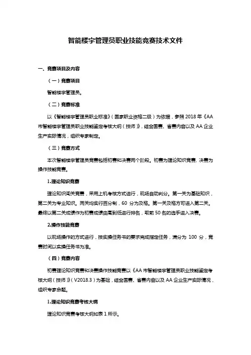 智能楼宇管理员职业技能竞赛技术文件