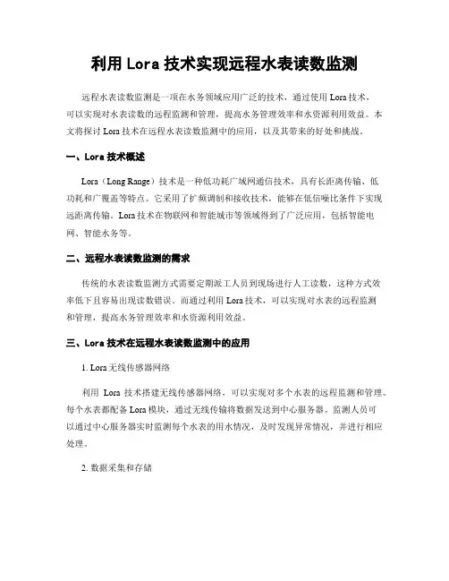 利用Lora技术实现远程水表读数监测