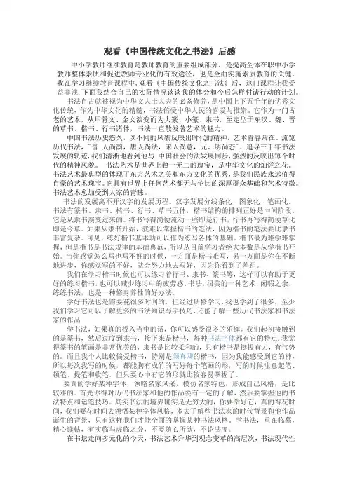 观看中国传统文化之书法后感