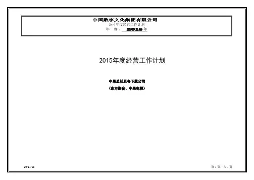 2015年度经营工作计划