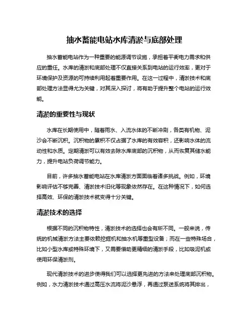 抽水蓄能电站水库清淤与底部处理