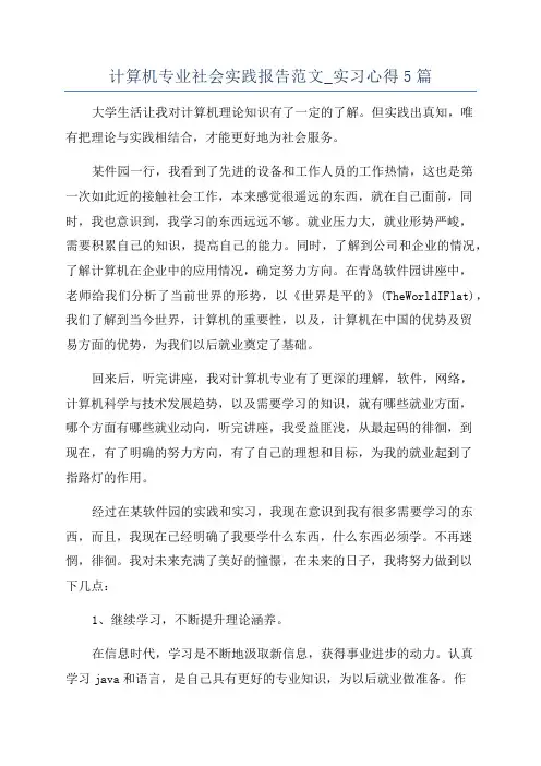 计算机专业社会实践报告范文_实习心得5篇
