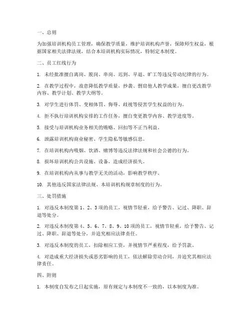 培训机构员工红线管理制度