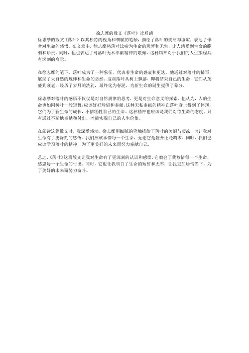 徐志摩的散文《落叶》读后感