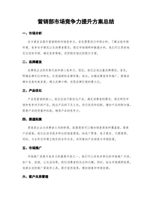 营销部市场竞争力提升方案总结