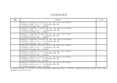 污水处理记录表