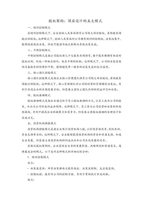 股权架构 顶层设计 五大模式 pdf
