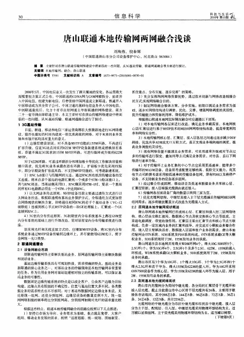 唐山联通本地传输网两网融合浅谈